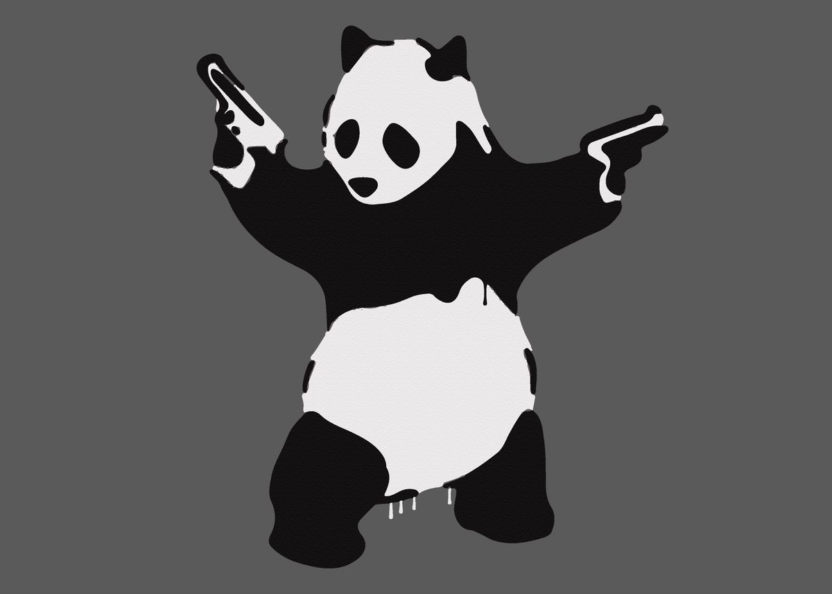 Banksy Armed Panda' Poster, picture, metal print, paint by Arts N 