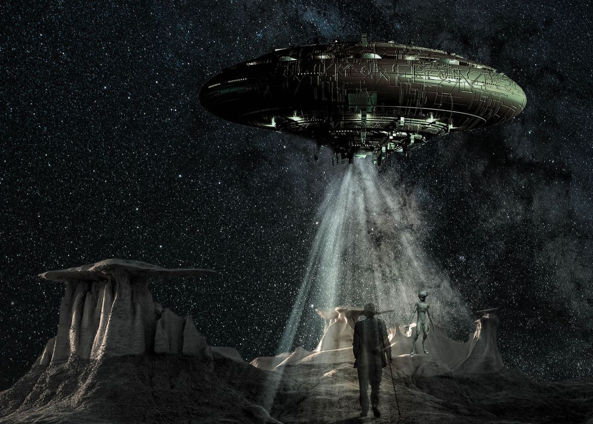 'Space Fantasy Aliens UFO' Poster, picture, metal print, paint by ...