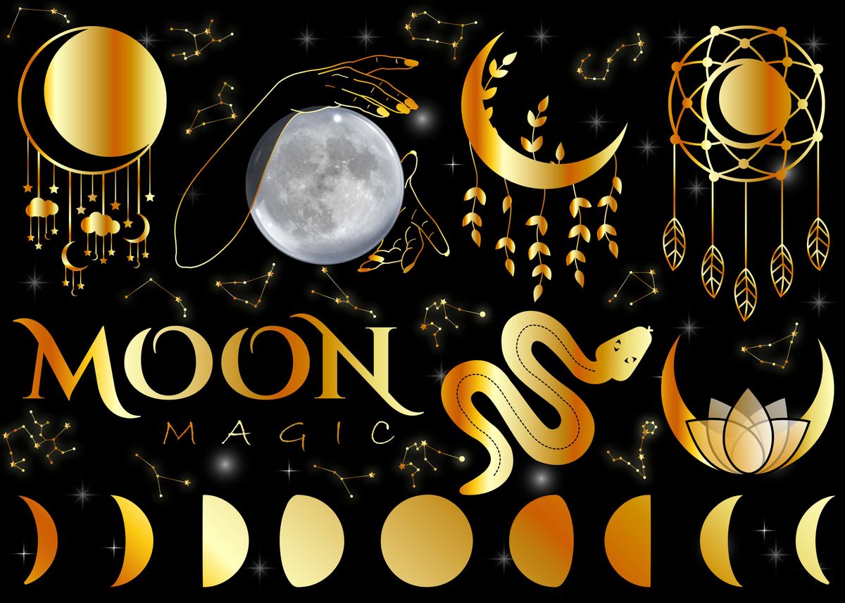 'Occult Moon magic mystic ' Poster, picture, metal print, paint by ...