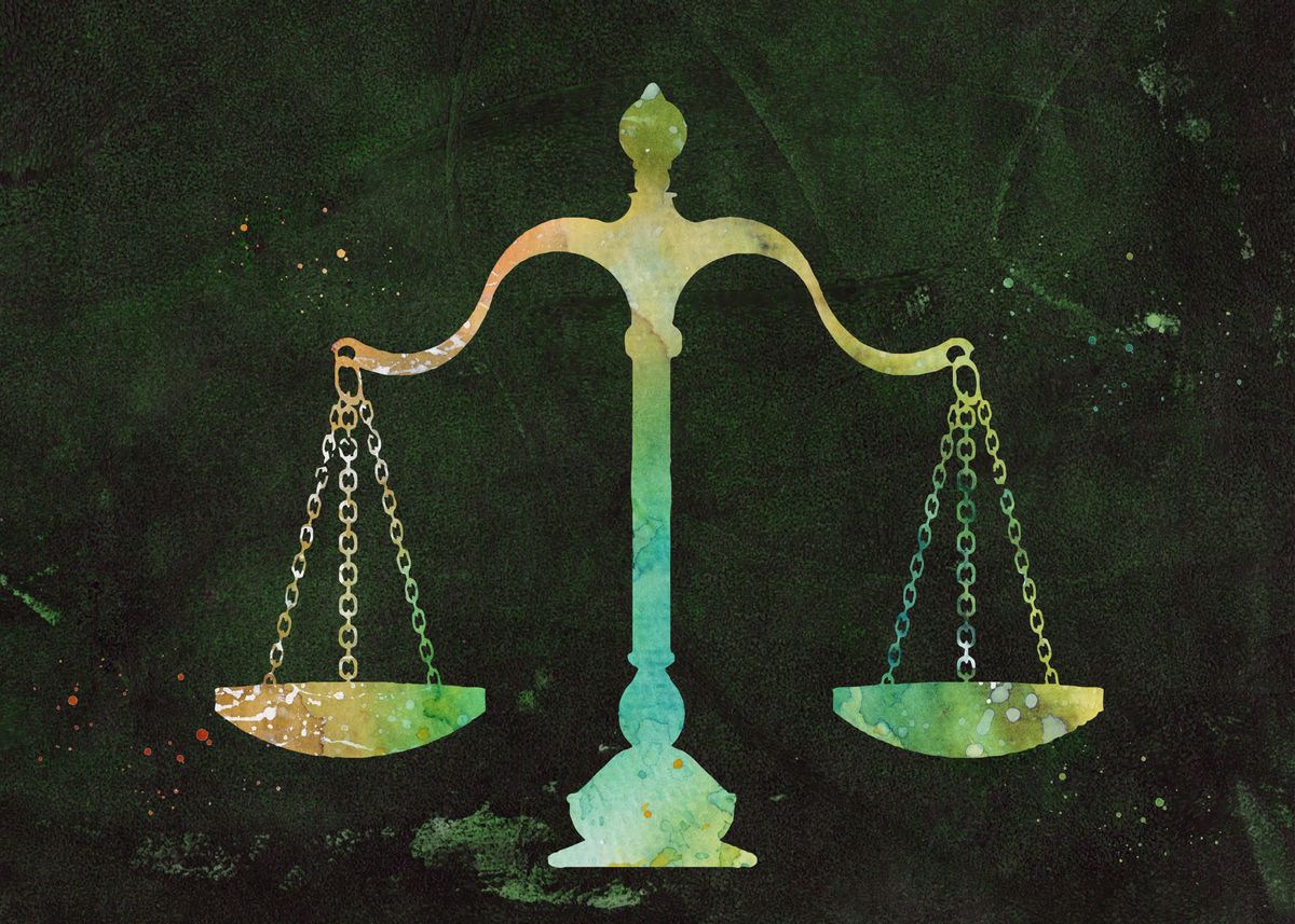 Libra Scale Of Justice' Poster, picture, metal print, paint by