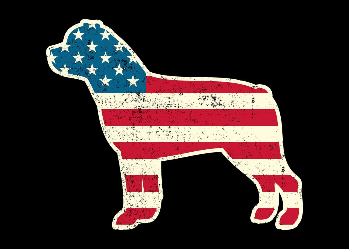 July Rottweiler '4th of July Rottweiler USA' Poster, picture, metal print, paint by ...