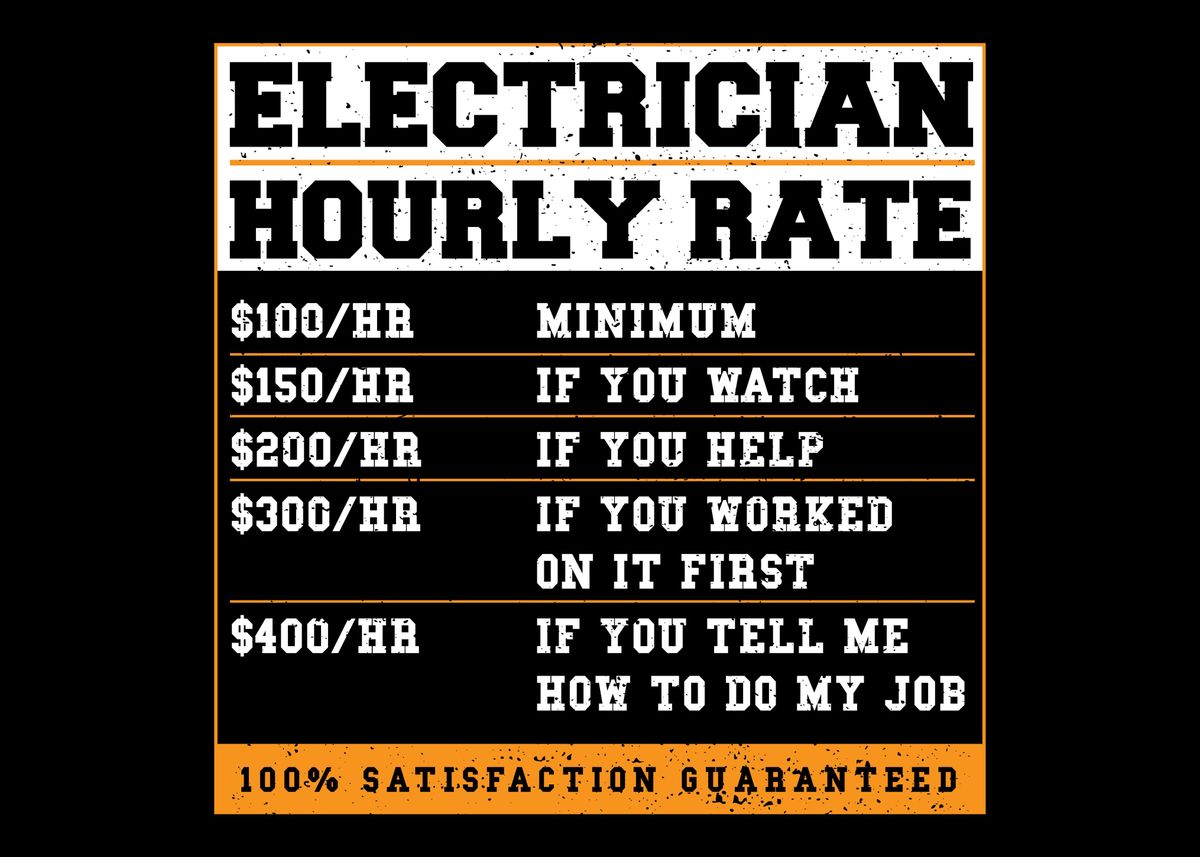 'Electrician Hourly Rate' Poster by DesignsByJnk5 Displate