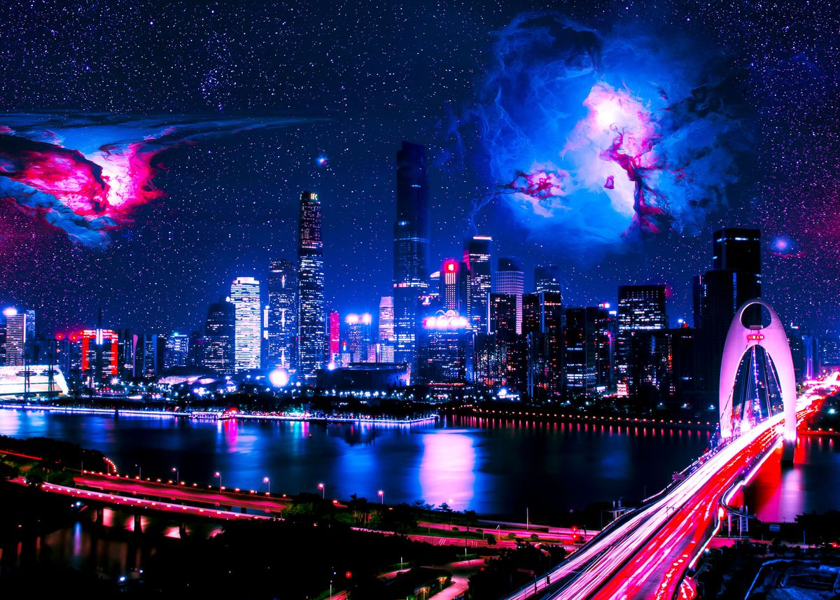 'Space Bridge' Poster, picture, metal print, paint by James Garcia ...