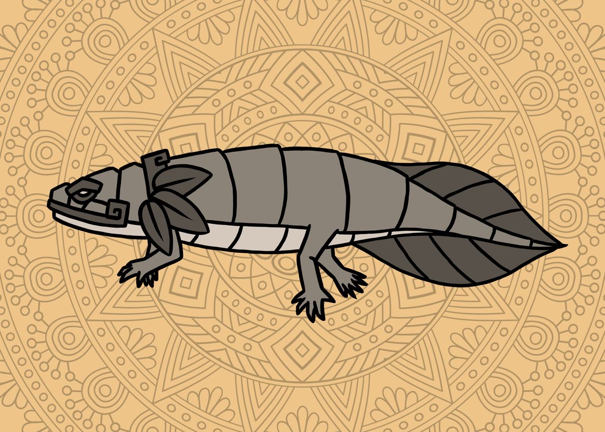 'Quetzalcoatl Axolotl Aztec' Poster, picture, metal print, paint by ...