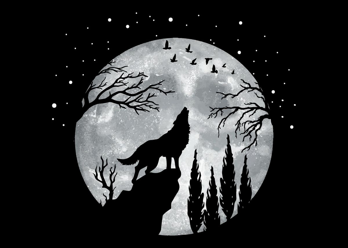 'Wolf Wolves' Poster, picture, metal print, paint by BobbyBubble | Displate
