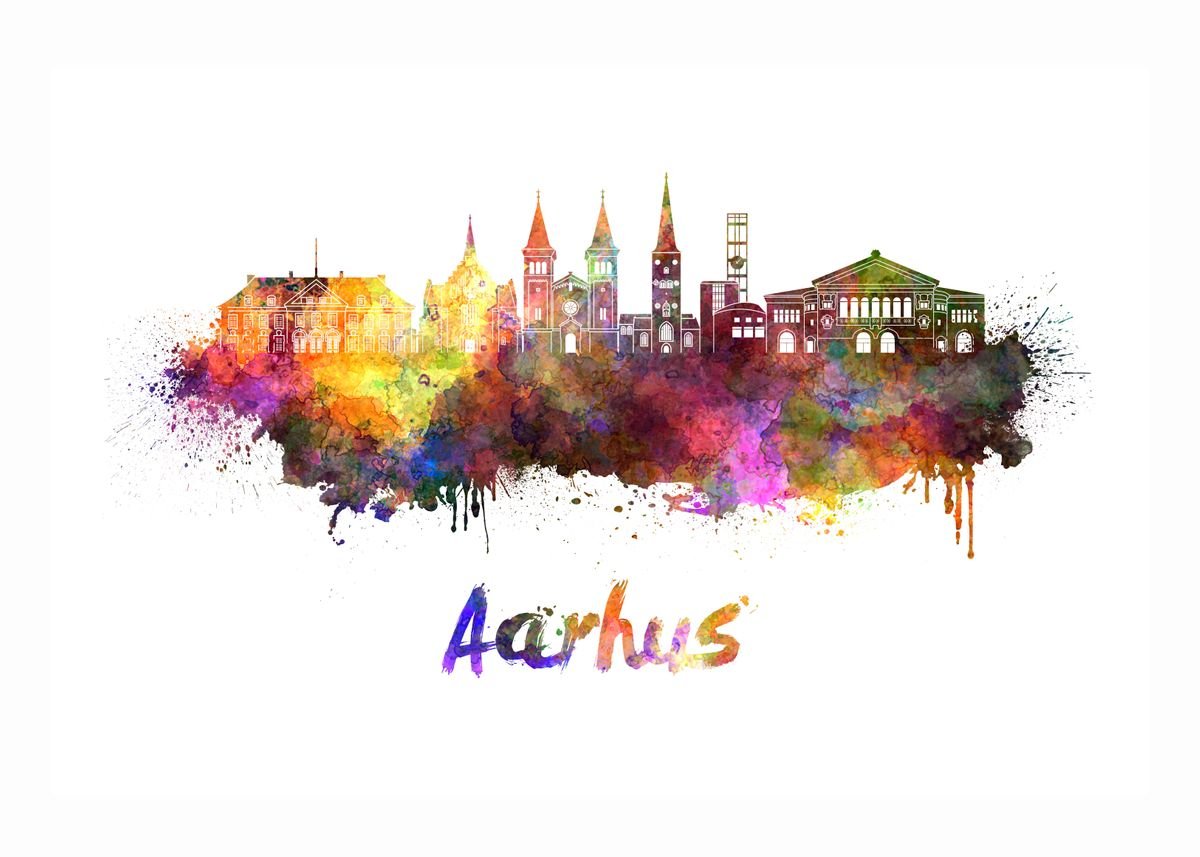 Aarhus Skyline Poster Picture Metal Print Paint By Cristina