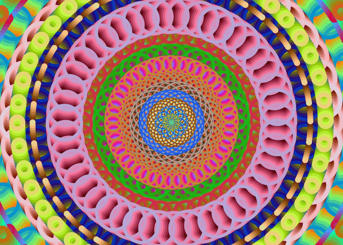 'Mandala Pink Rose' Poster, picture, metal print, paint by Burl Collins ...