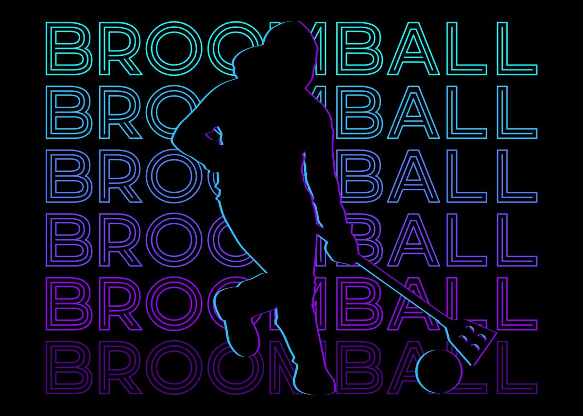 'Broomball Retro' Poster, picture, metal print, paint by AestheticAlex | Displate