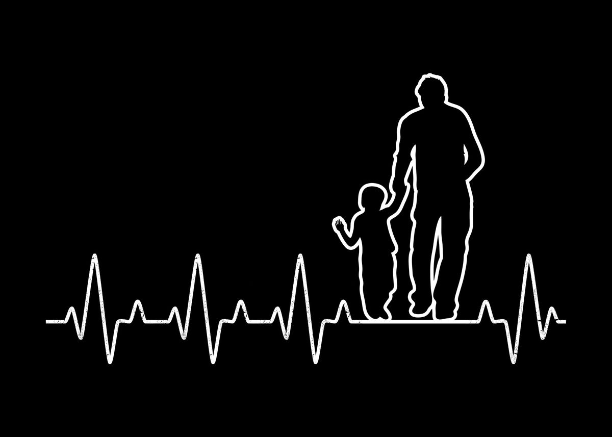 'Dad Son Heartbeat Family' Poster, picture, metal print, paint by ...