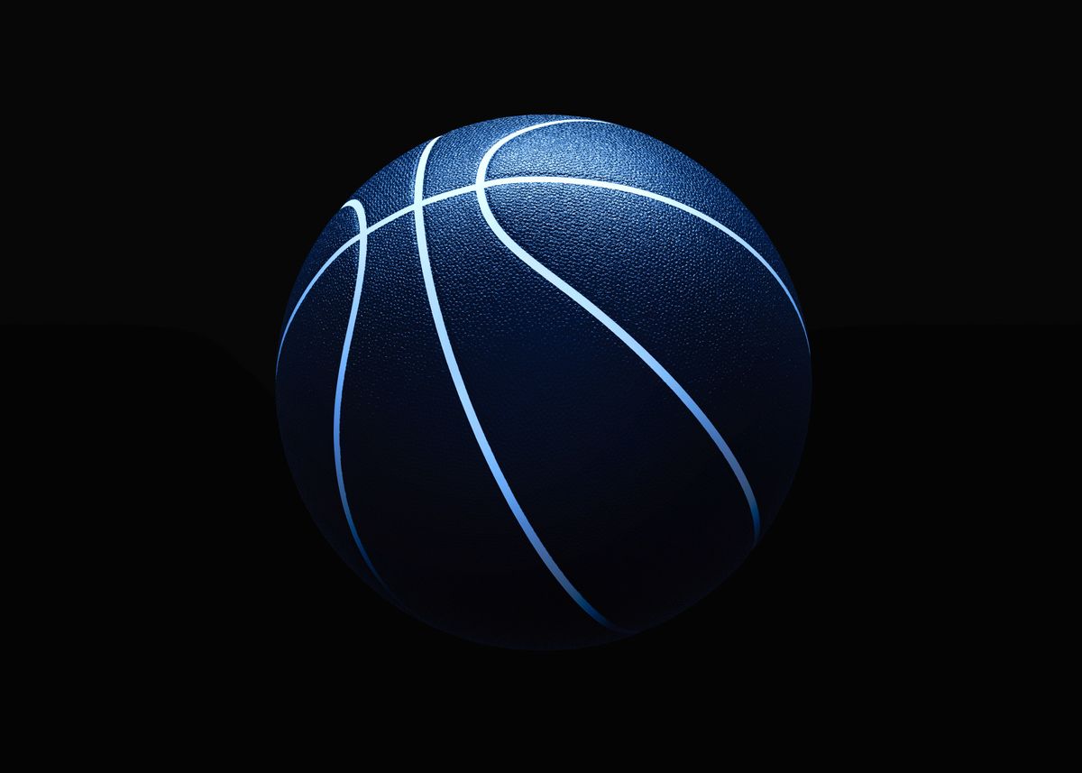 ‘Neon black basketball’ Poster, picture, metal print, paint by