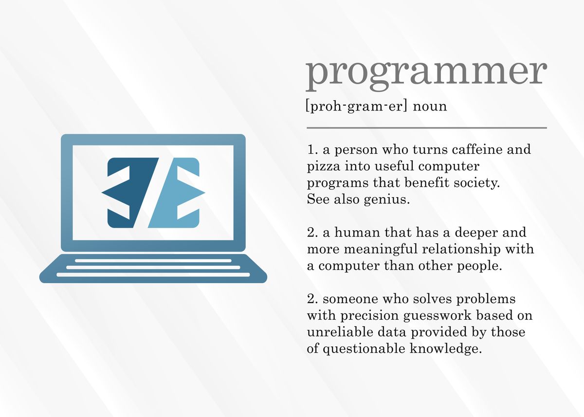 'Programmer Definition' Poster, picture, metal print, paint by ...