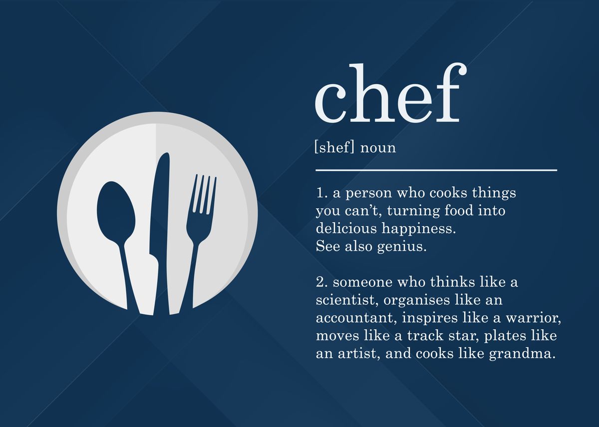 Funny Chef Definition Cook' Poster, picture, metal print, paint by  84PixelDesign