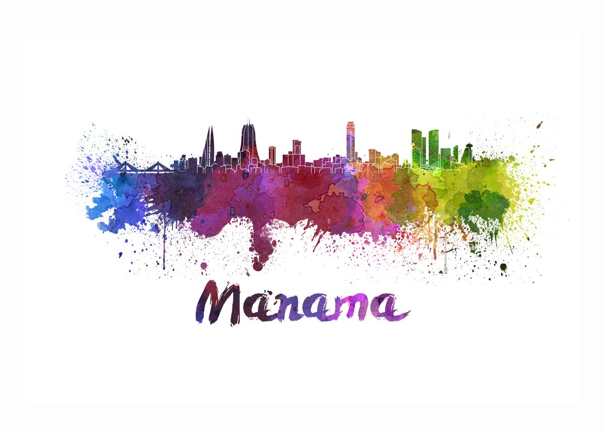 Manama Skyline Poster Picture Metal Print Paint By Cristina Romero Displate