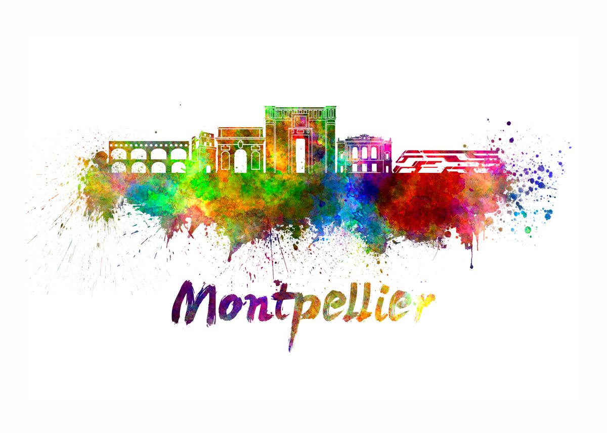 'Montpellier skyline' Poster by Cristina Romero | Displate