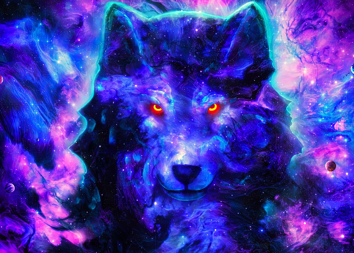 'Stellar Cosmos Wolf Stark' Poster by White Ghost | Displate