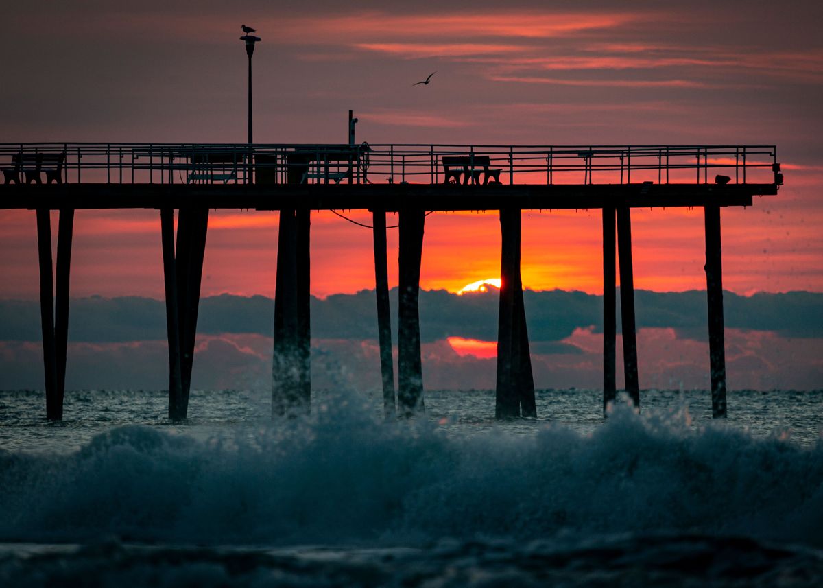 'Pier at Ventnor City' Poster, picture, metal print, paint by Stephen