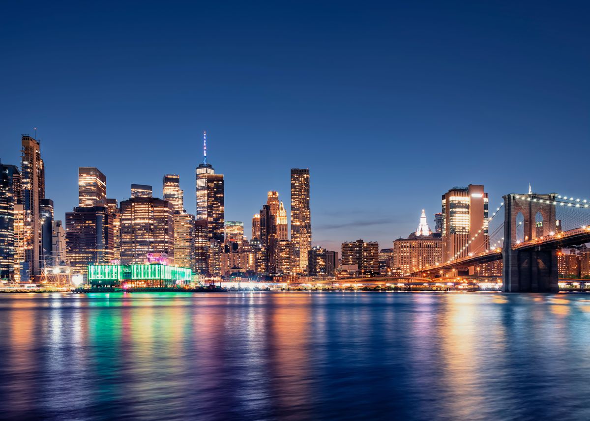 'Manhattan At Twilight' Poster, picture, metal print, paint by Mango ...