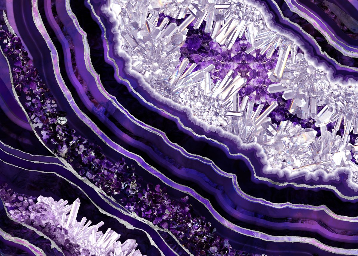 ‘Purple Amethyst Geode’ Poster, picture, metal print, paint by
