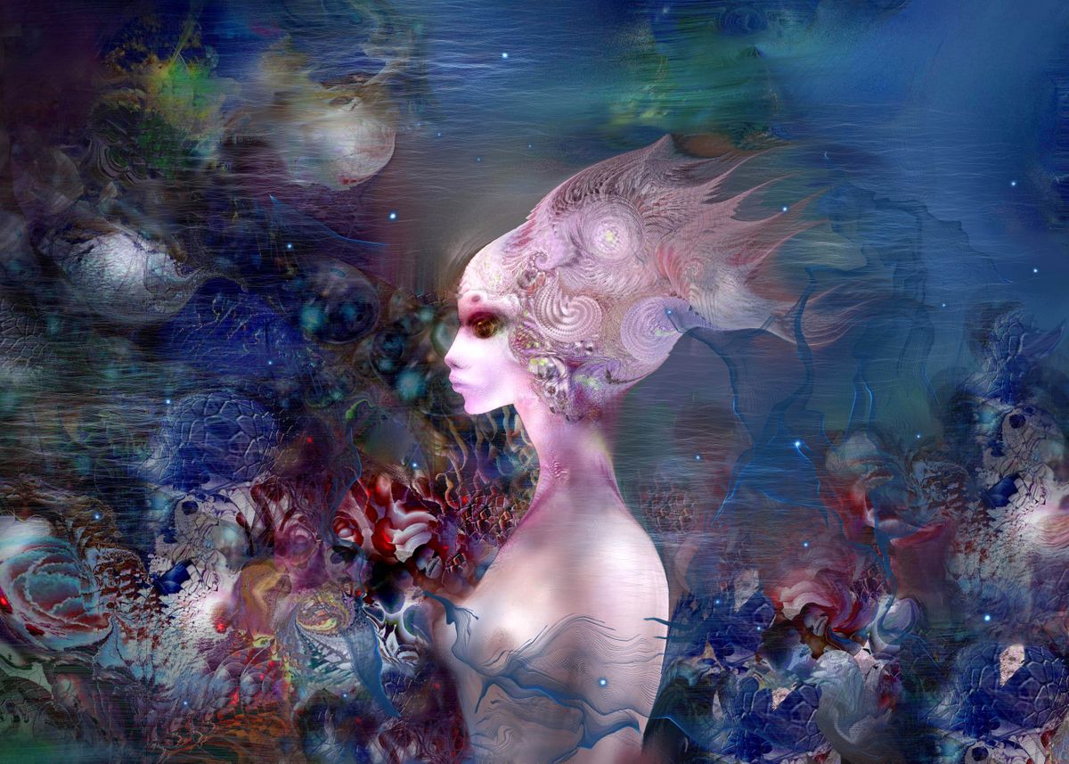 'Mermaid AUA' Poster, picture, metal print, paint by Natalia Rudzina ...