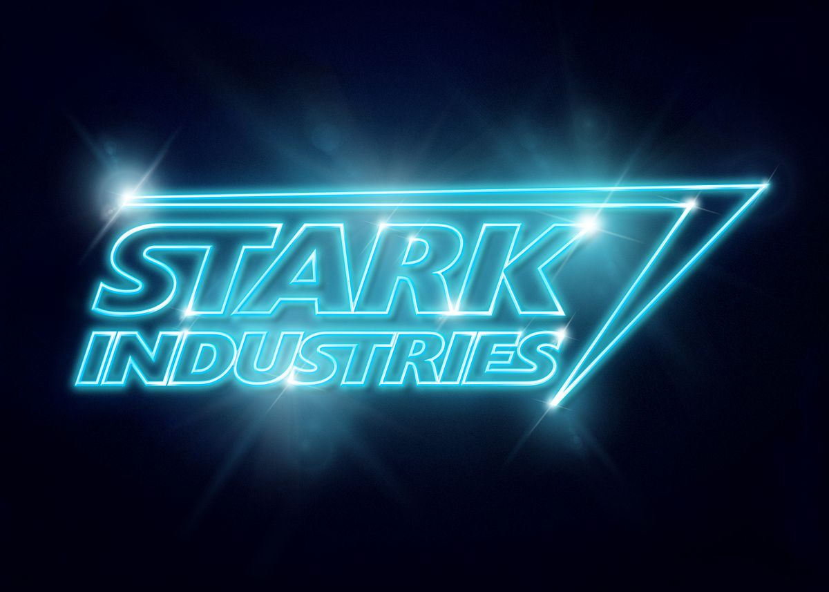 Stark Industries blue neon' Poster, picture, metal print, paint by Marvel