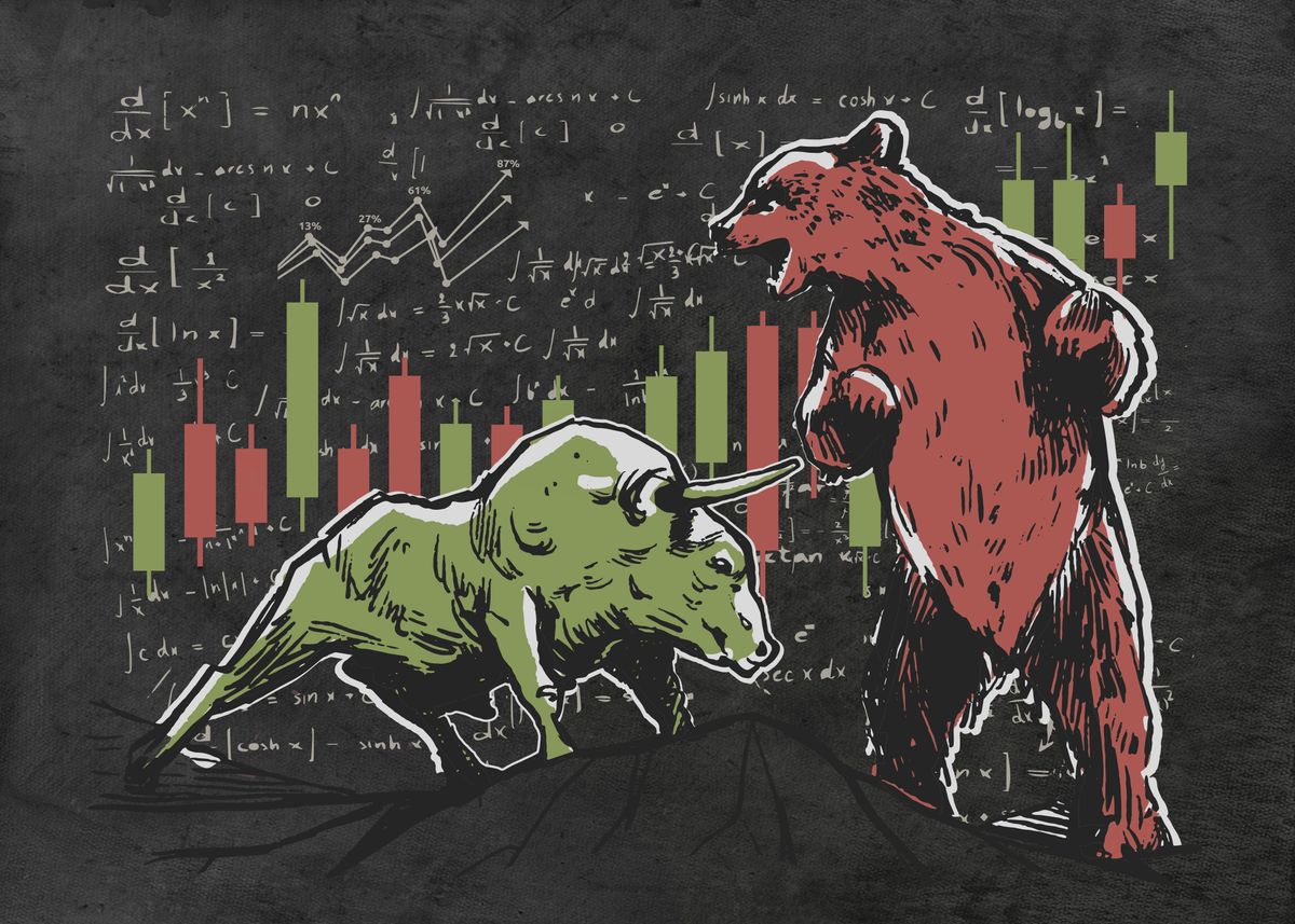 'Stock market bear bull ' Poster, picture, metal print, paint by Simon ...