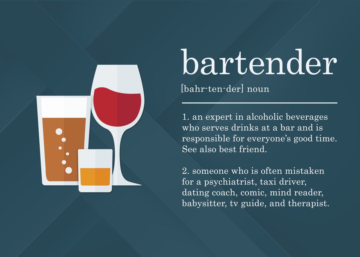 'Funny Bartender Definition' Poster by 84PixelDesign Displate