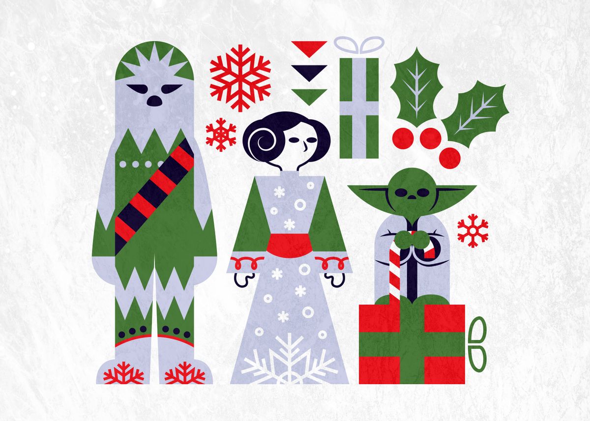 'Happy Holidays from Yoda' Poster, picture, metal print, paint by Star Wars Displate