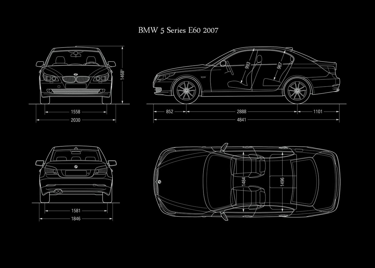 'BMW 5 Series E60 2007' Poster, picture, metal print, paint by ke ke ...