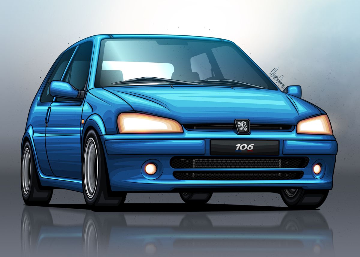 'Peugeot 106 Rallye GTI' Poster, picture, metal print, paint by Mário ...