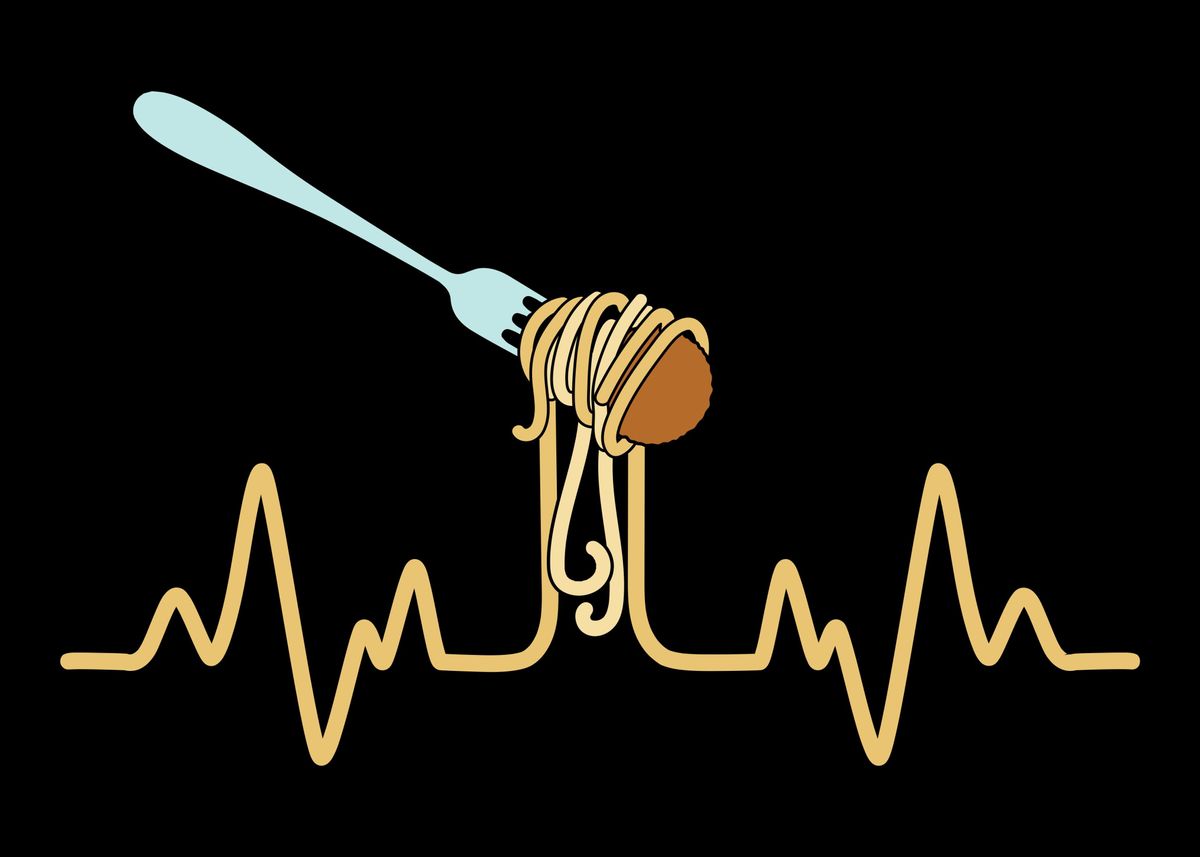 'Meatball Spaghetti Heartbe' Poster by Hexor Displate