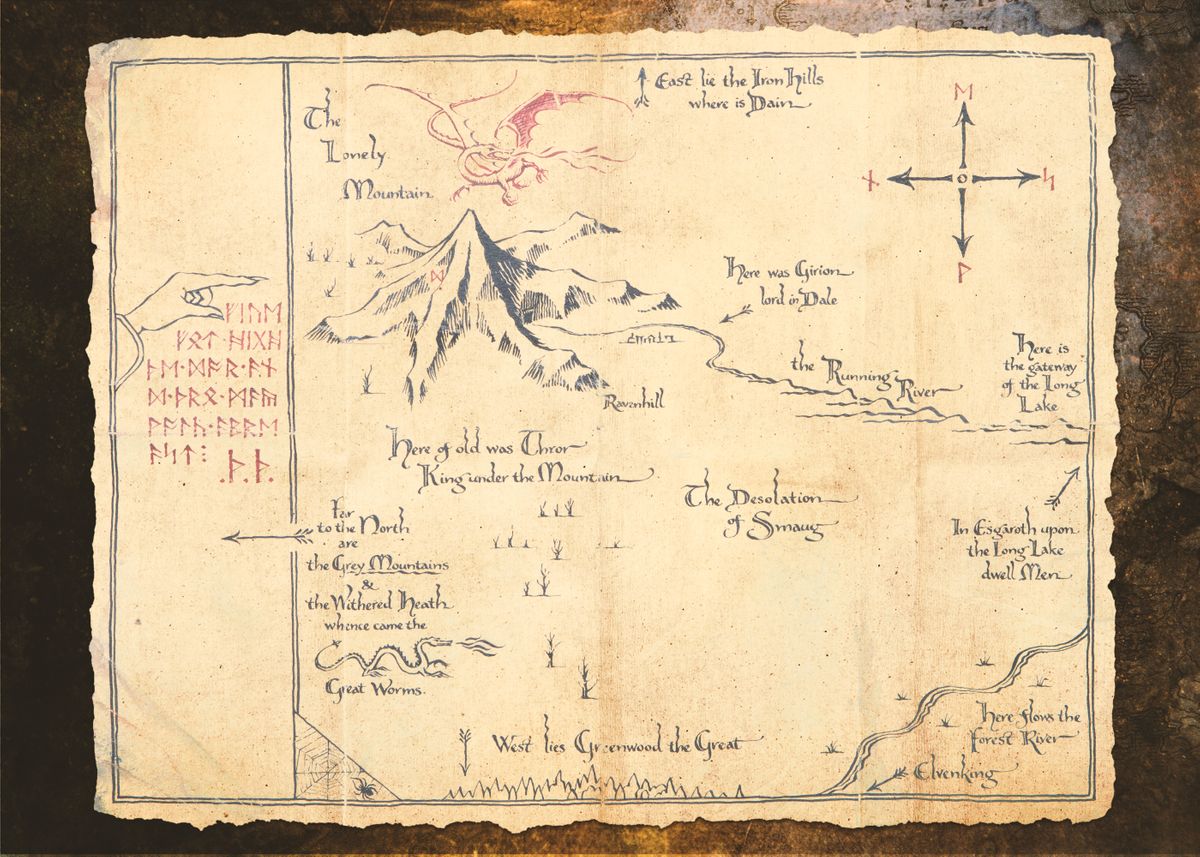  The Lonely Mountain Map Poster Picture Metal Print Paint By Middle 