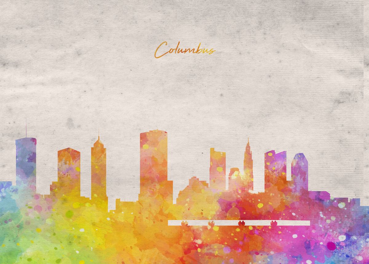 'Columbus Skyline Painting' Poster, picture, metal print, paint by ...