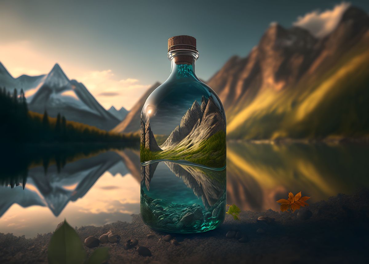 'Landscape in a bottle' Poster, picture, metal print, paint by ...