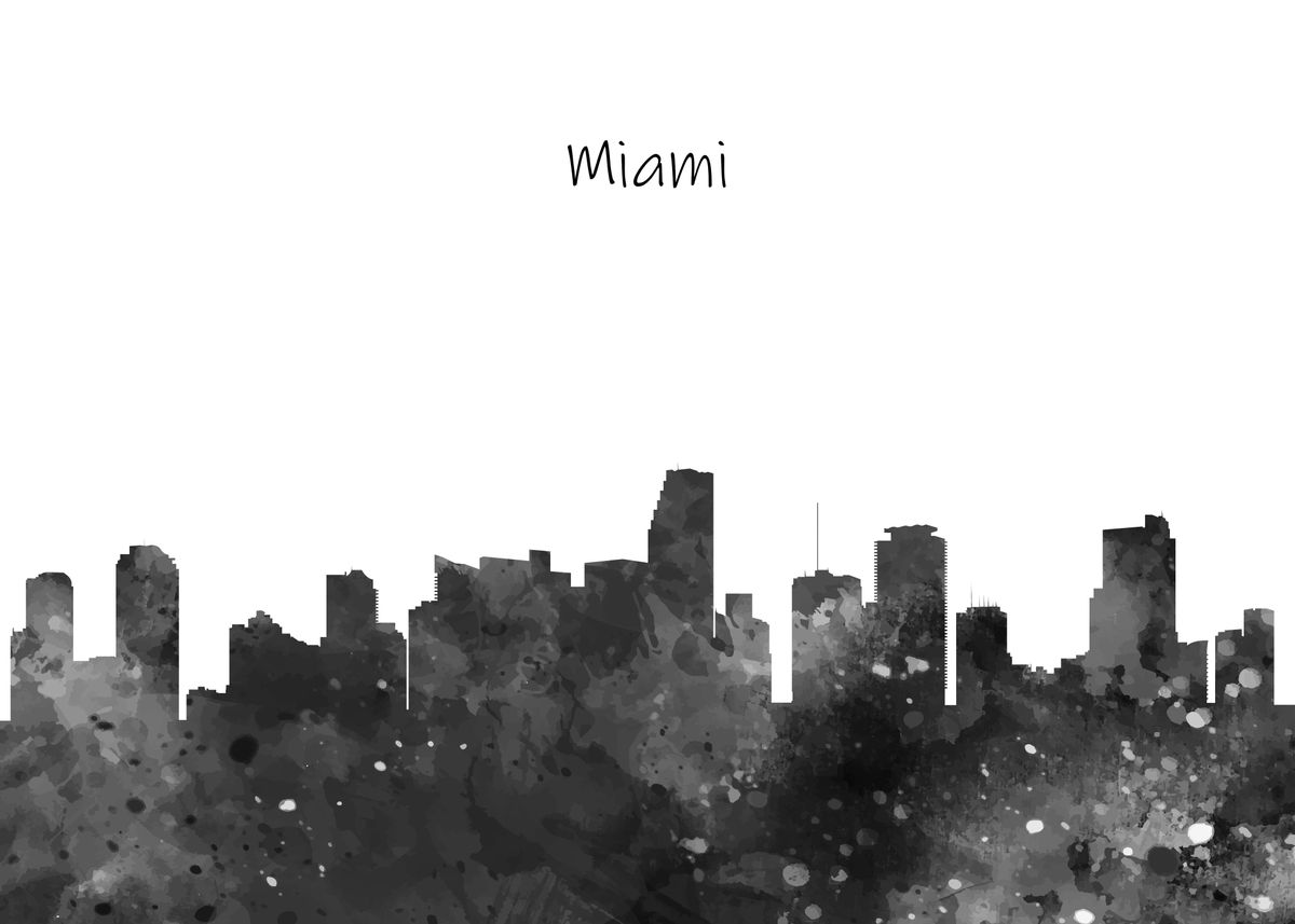 Metal Sign - Miami Skyline - Vintage Look