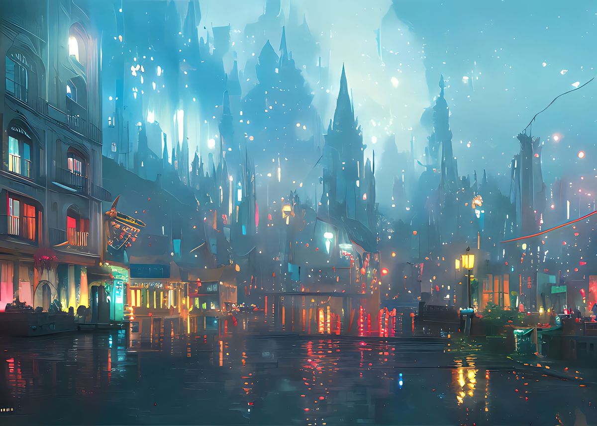'Dream Fantasy City' Poster, picture, metal print, paint by Alex Bayu ...