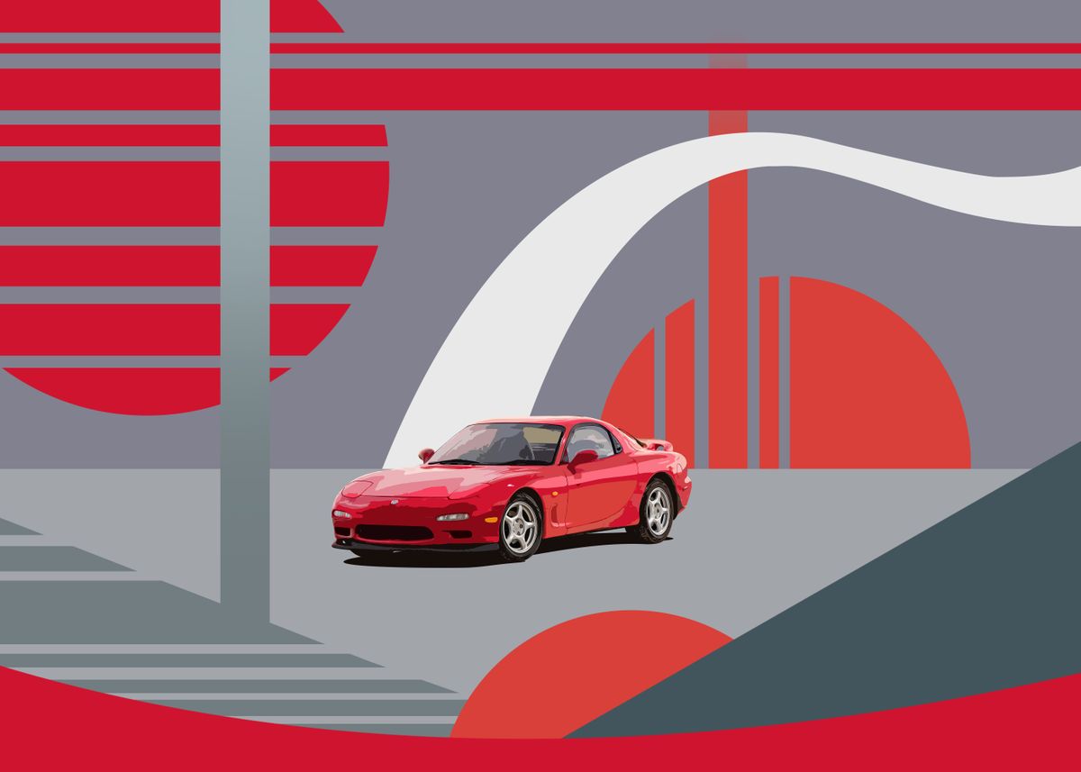 'Geo Mazda RX7' Poster by Full Throttle Art | Displate