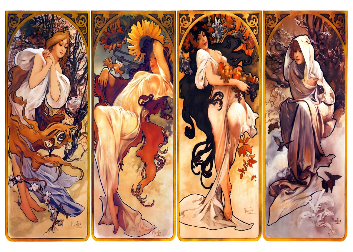 Mucha offers Poster The Four Seasons Art Nuveau Print