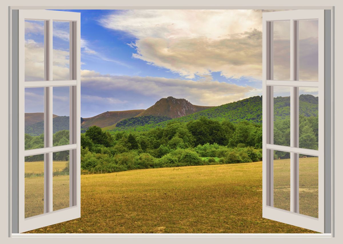 'Window view landscape' Poster, picture, metal print, paint by Vicen ...