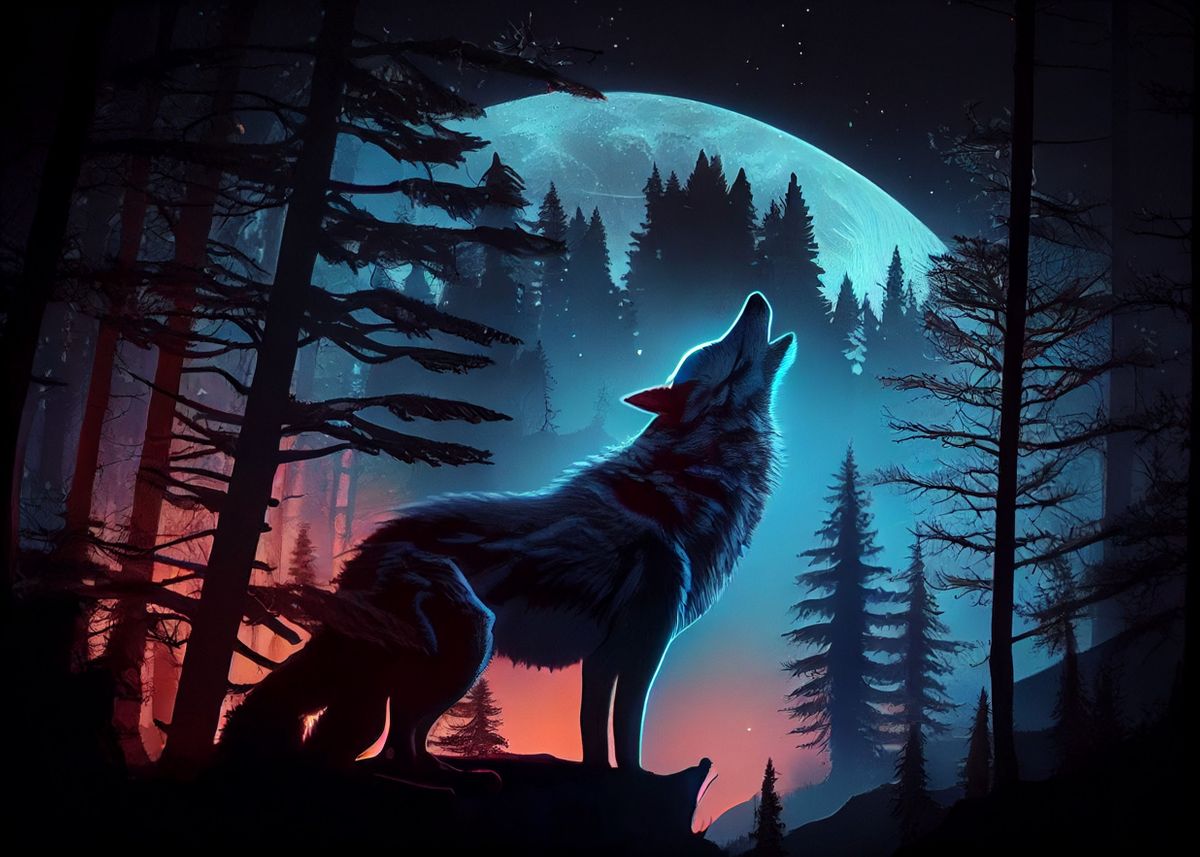 'wolf Howling' Poster, Picture, Metal Print, Paint By Below Horizon 