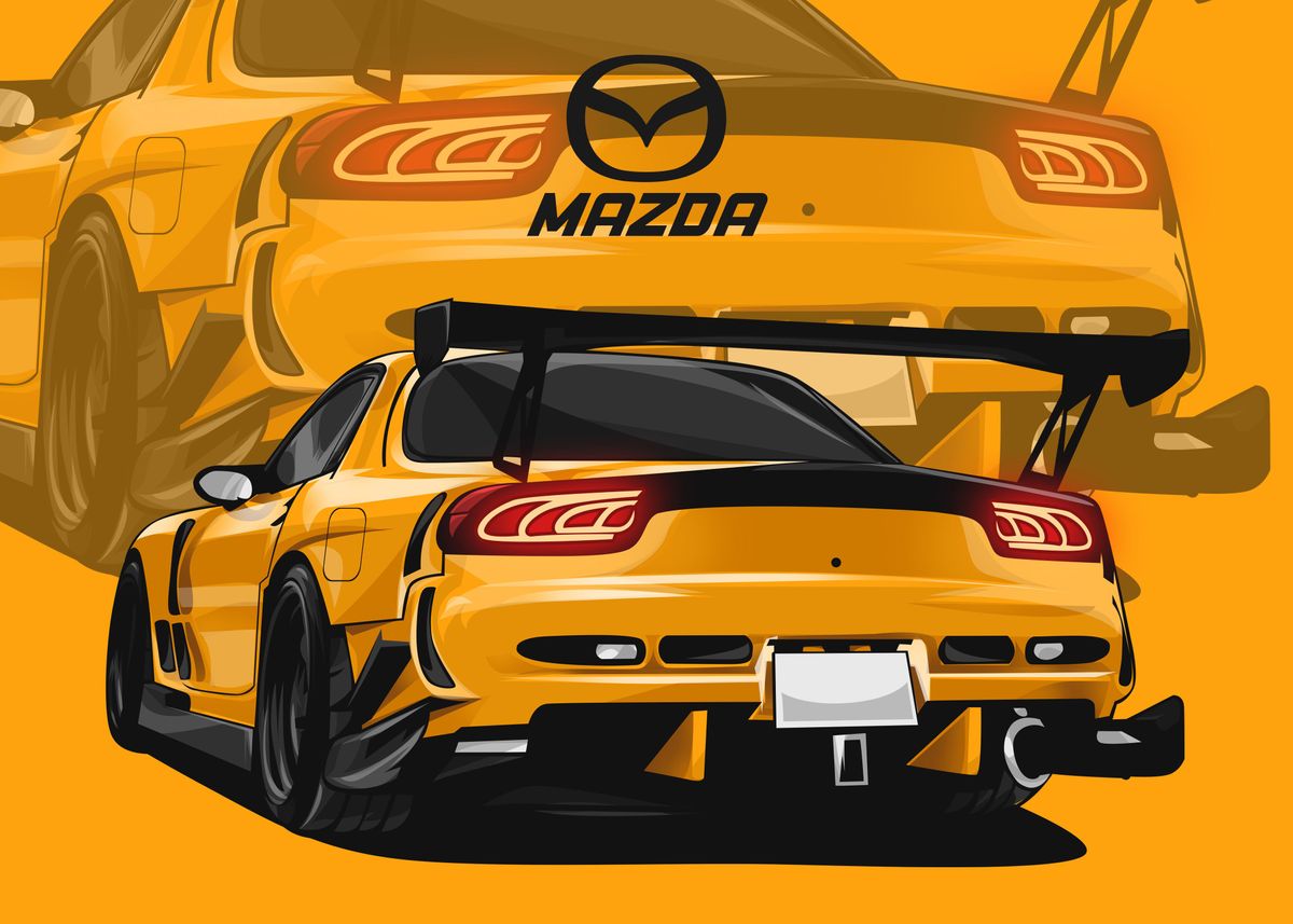Vector Masder Rx 7 'mazda rx 7 yellow' Poster by capture art | Displate