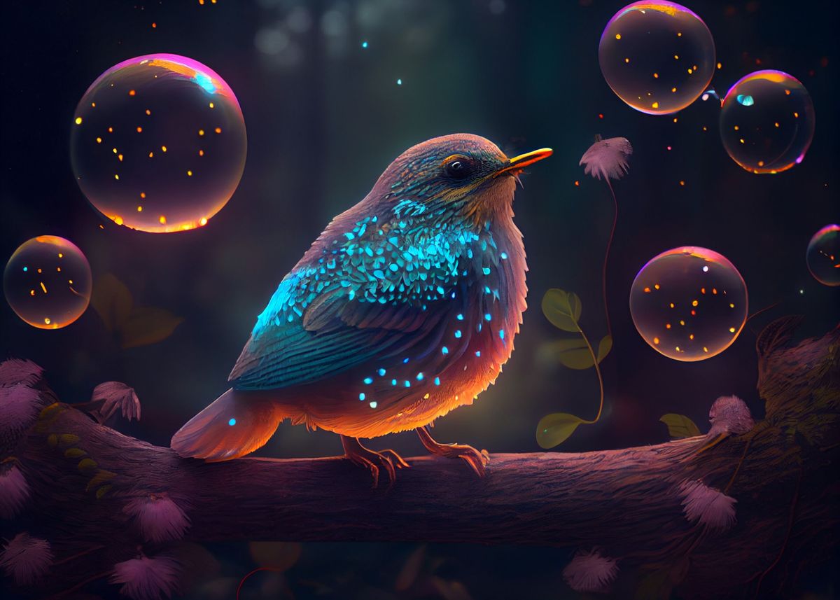 'Birds and bubbles' Poster by Below Horizon Displate