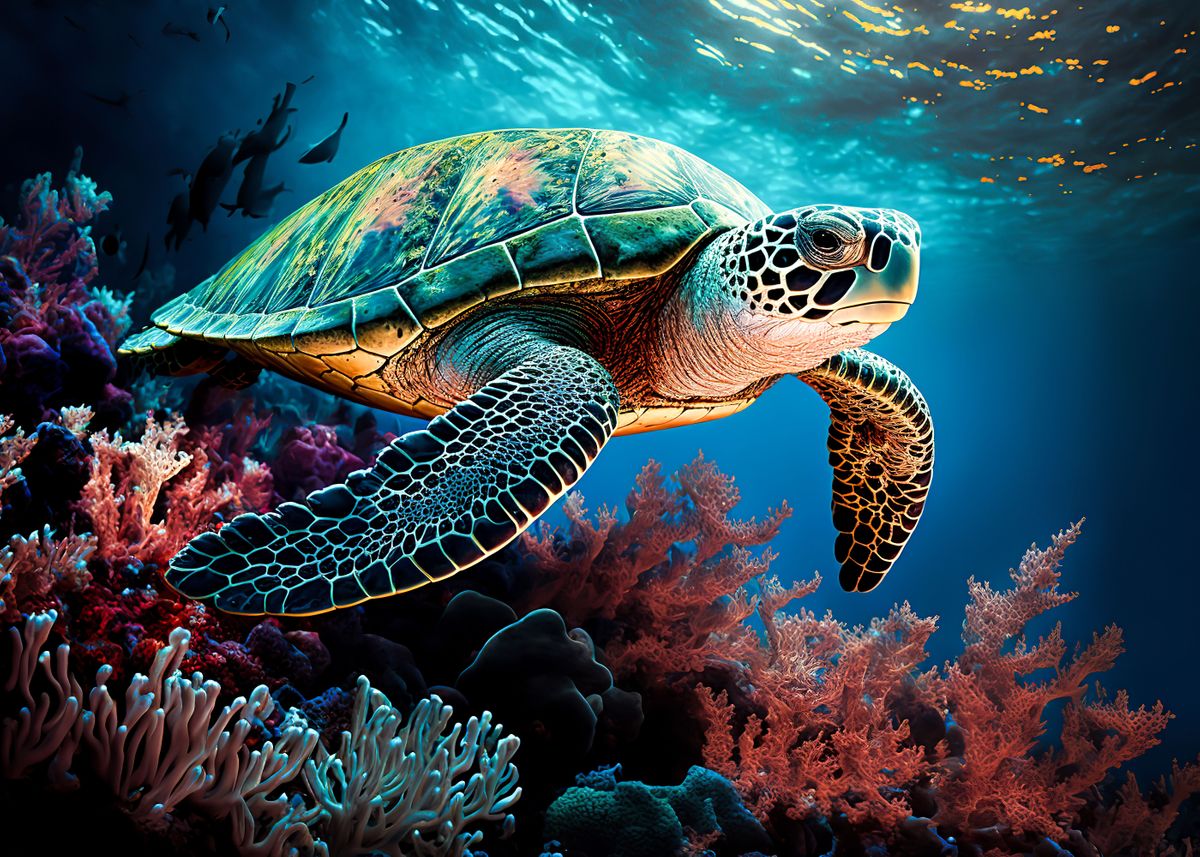 'Sea Turtle watercolour' Poster, picture, metal print, paint by Sohail ...