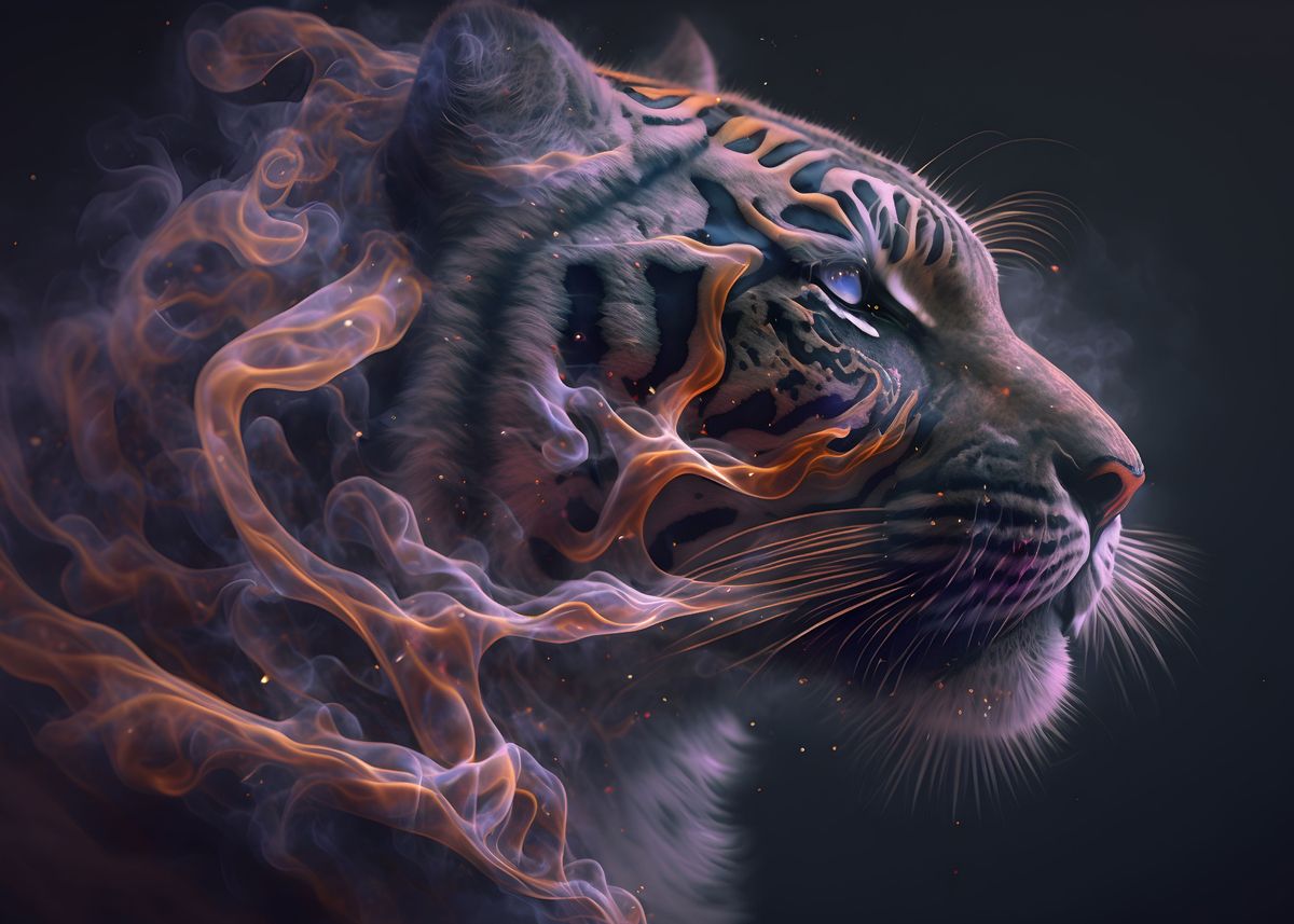 'Misty Tiger' Poster, picture, metal print, paint by GoodLifeImages