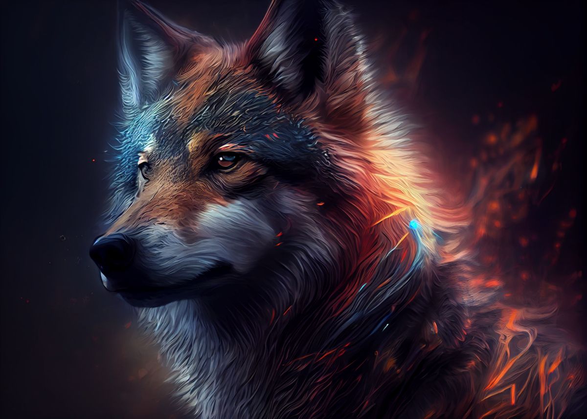 'Colorful wolf' Poster by Below Horizon | Displate