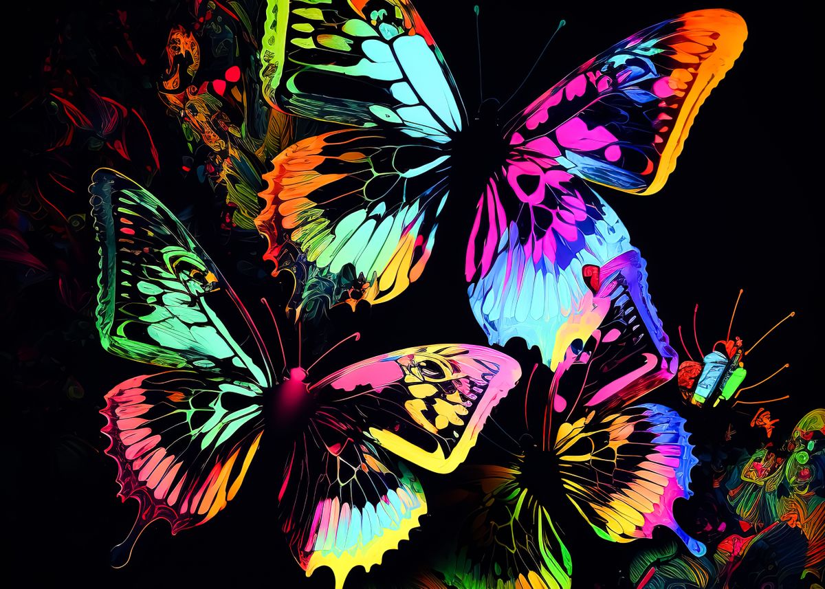 'Butterfly Multi Color' Poster, picture, metal print, paint by Dragon ...