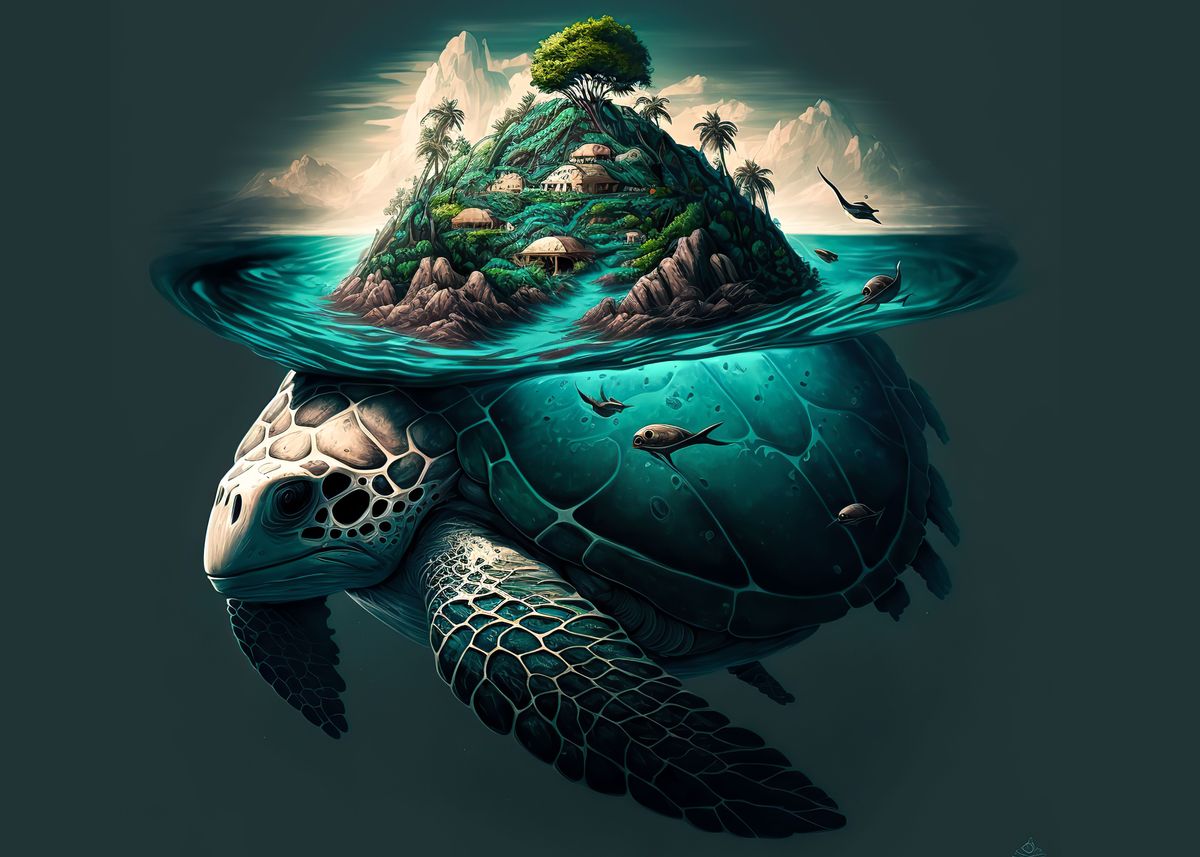 'turtle island ' Poster, picture, metal print, paint by Ana Calvert ...