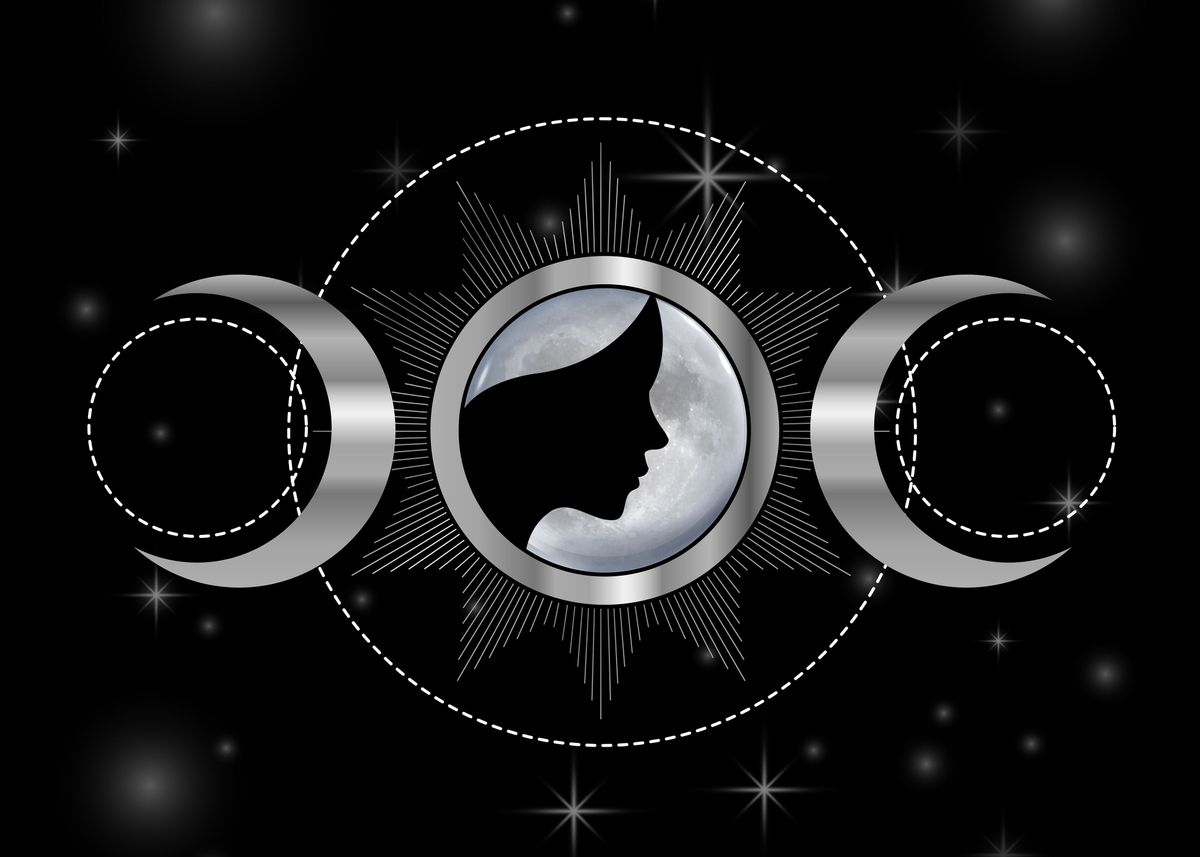 'Triple moon goddess' Poster, picture, metal print, paint by Shawlin I ... image.