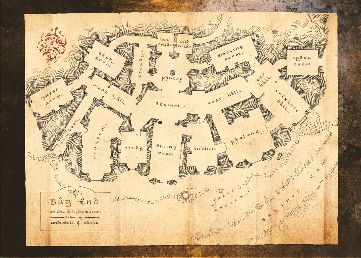 'Bag End House Plan' Poster, picture, metal print, paint by Middle