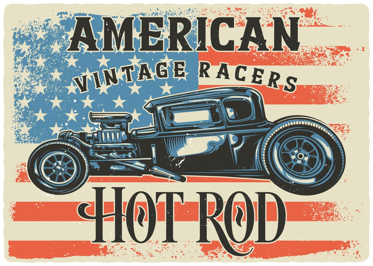 'American Hot Rod' Poster, picture, metal print, paint by Naso | Displate