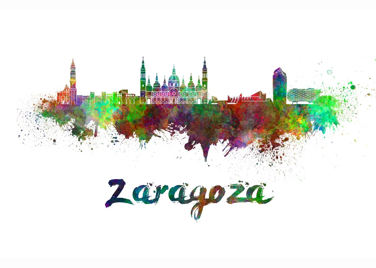 'Zaragoza skyline' Poster, picture, metal print, paint by Cristina ...